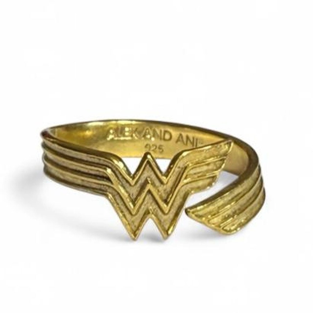 Alex and Ani Wonder Woman 925 Sterling Silver Gold Plated Ring Adjustable Sz 7-9 - Picture 3 of 8